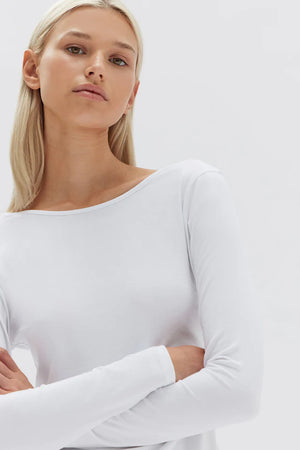 Assembly Jade Scoop Back Jersey Long Sleeve Top White
