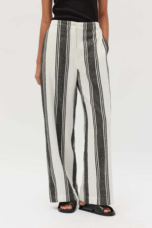 Assembly Tuscany Linen Stripe Pant Black/White