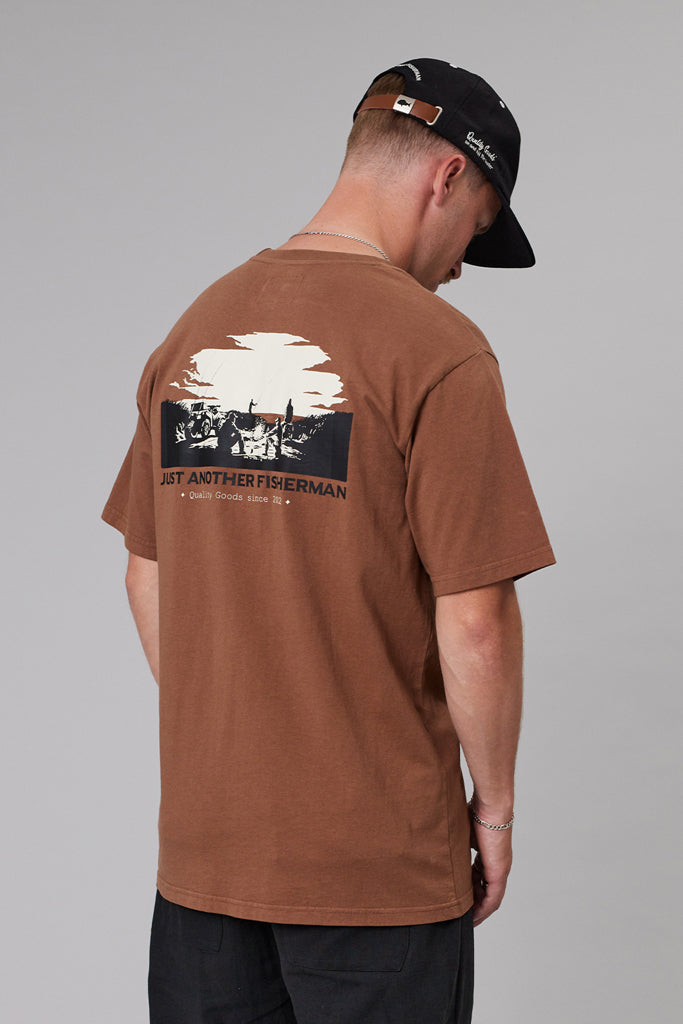 Just Another Fisherman Bonfire Sea Tee Brown
