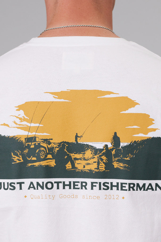 Just Another Fisherman Bonfire Sea Tee White