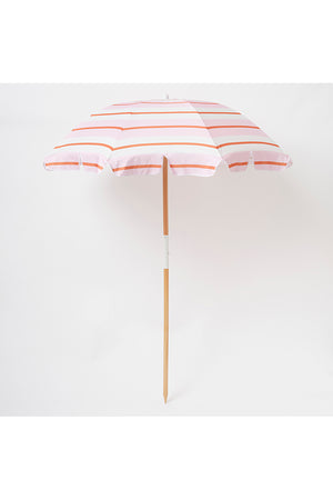 SunnyLife Beach Umbrella Summer Stripe Strawberry Sorbet