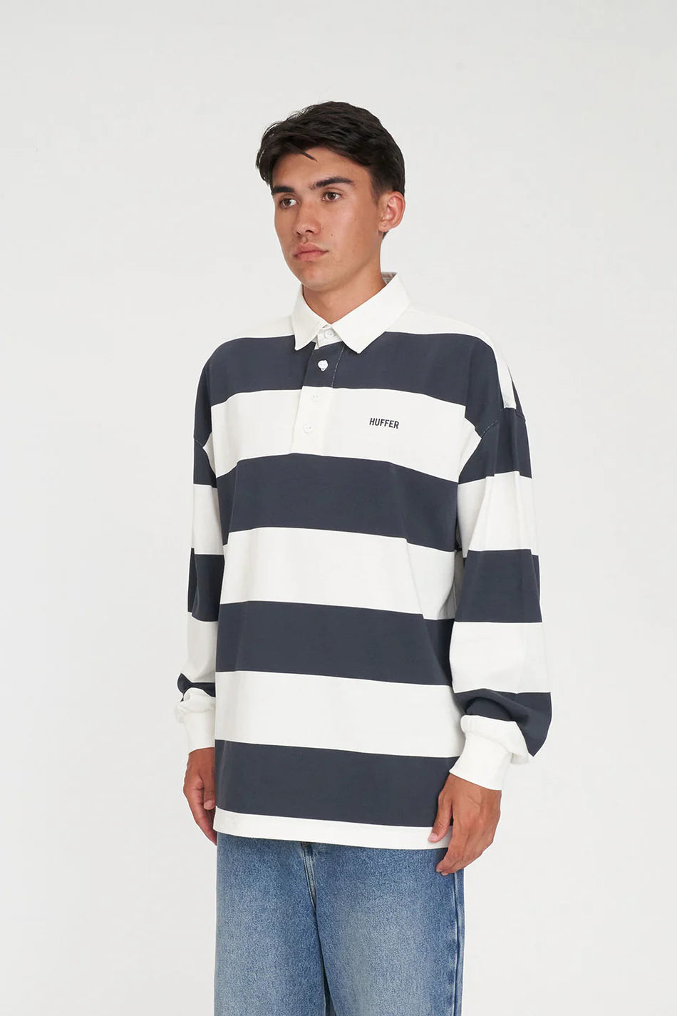 Huffer Benson L/S Grand Rugby Asphalt/Chalk