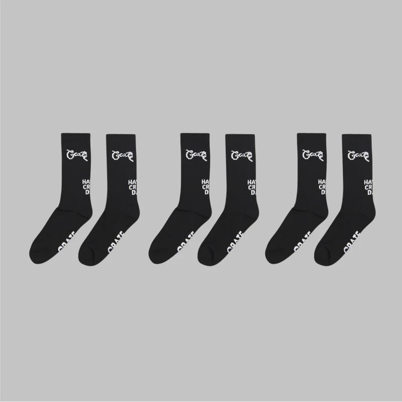 Crate Scripted Sock 3 Pack Black