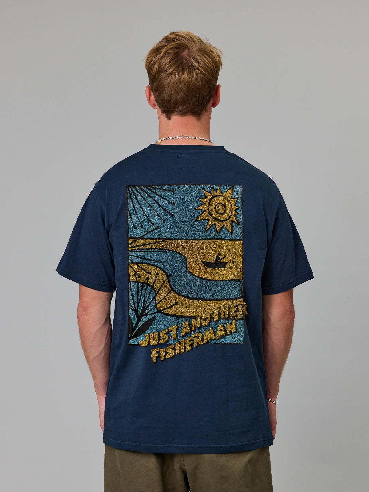 Just Another Fisherman Coastline Sea Tee - Navy
