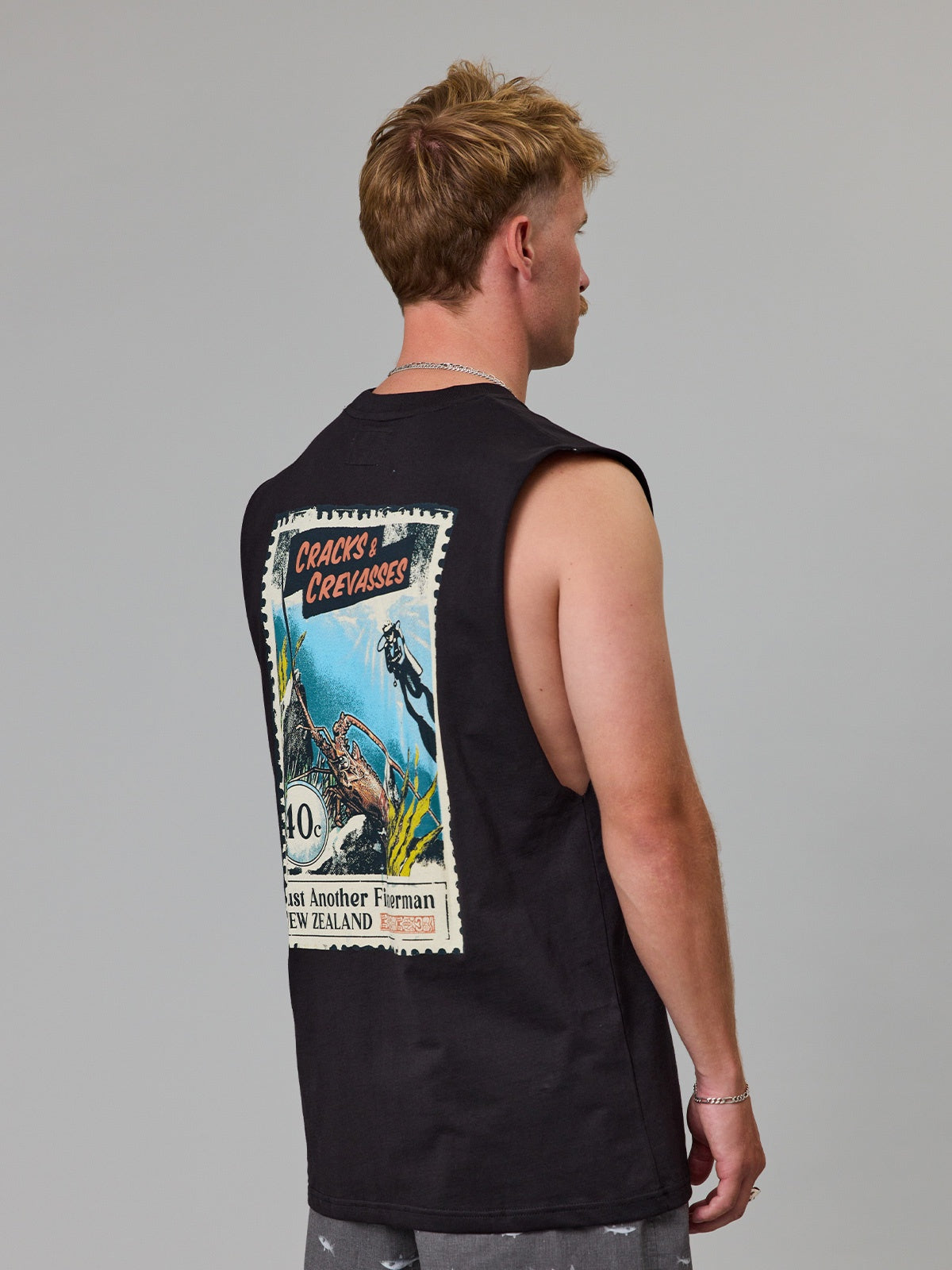 Just Another Fisherman Cracks And Crevasses Tank Black