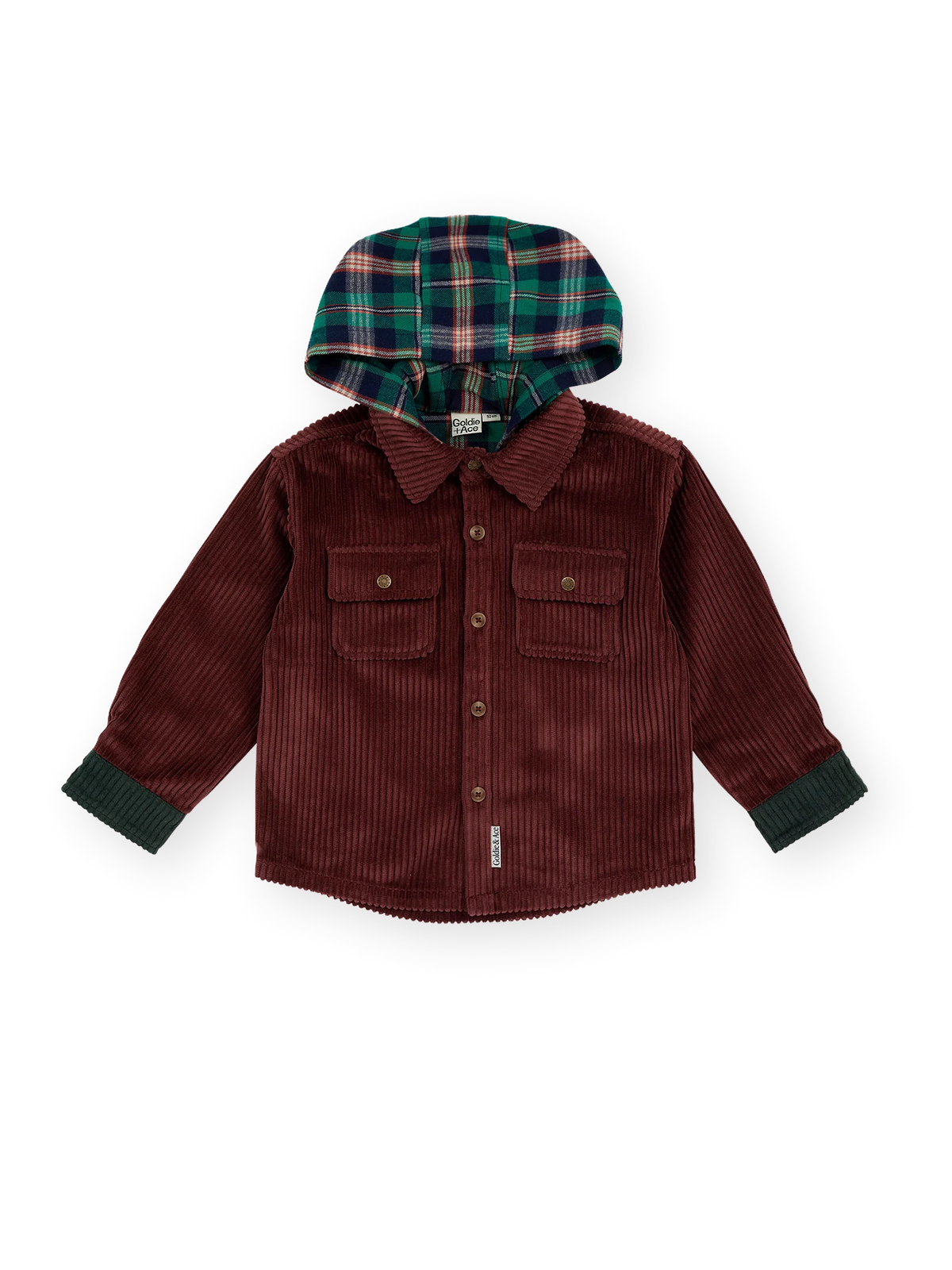 Goldie + Ace Corduroy Hooded Shirt Brown
