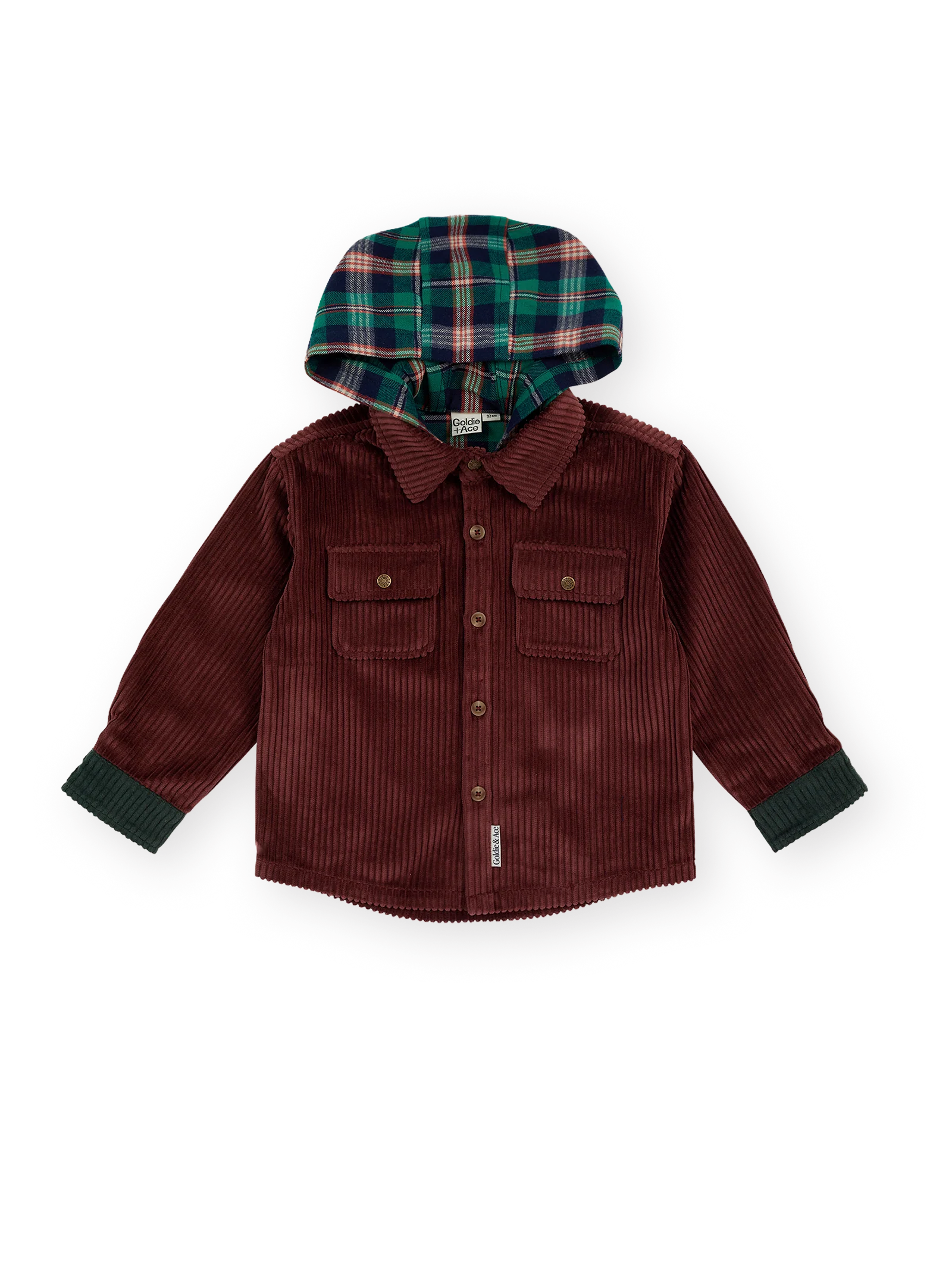 Goldie + Ace Corduroy Hooded Shirt Brown