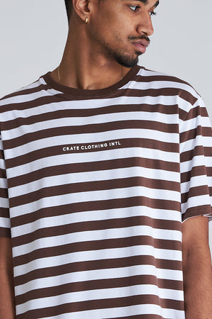 Crate Easy Stripe  Tee Brown/White