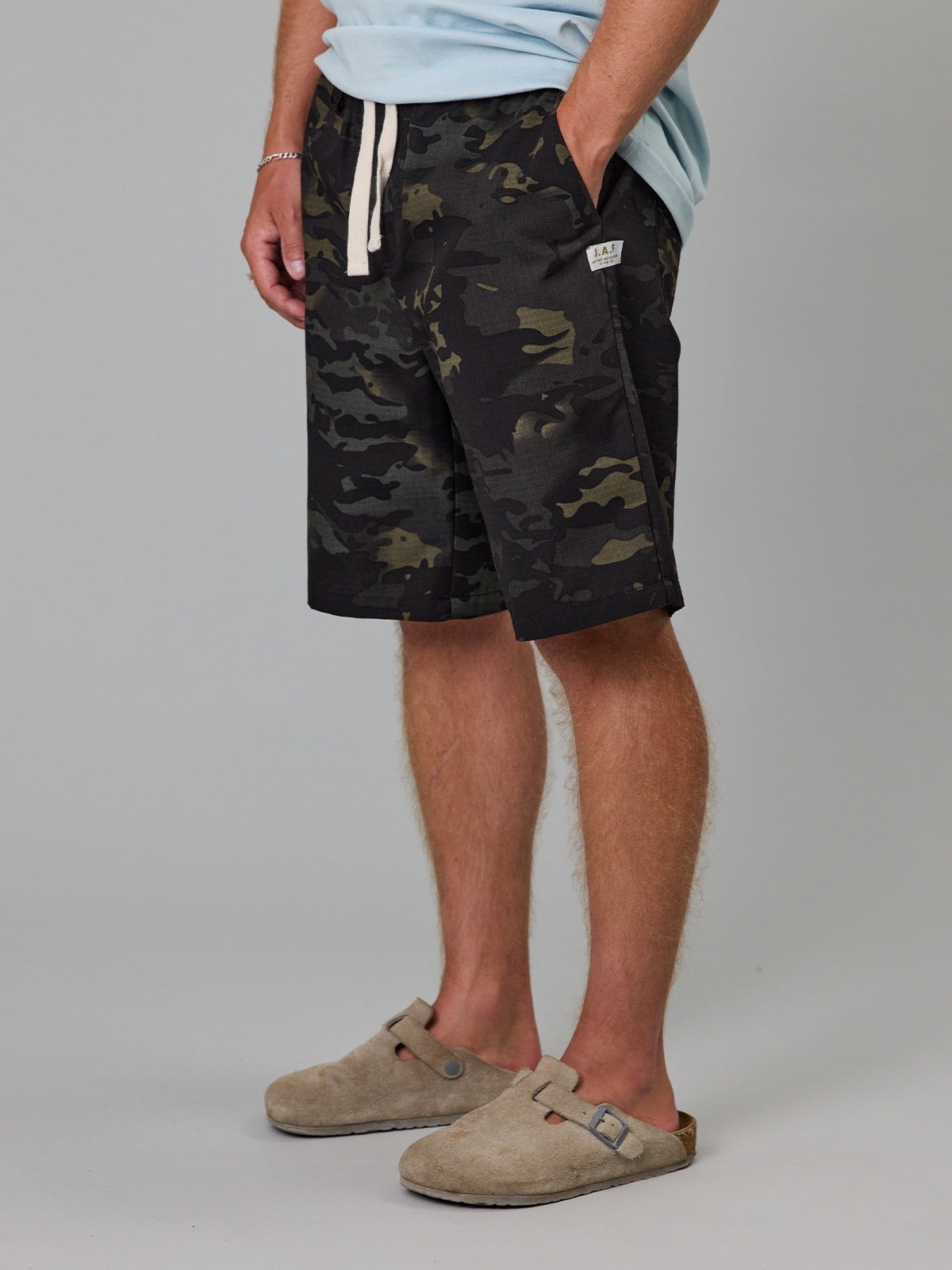 Just Another Fisherman Dinghy Shorts Black Camo