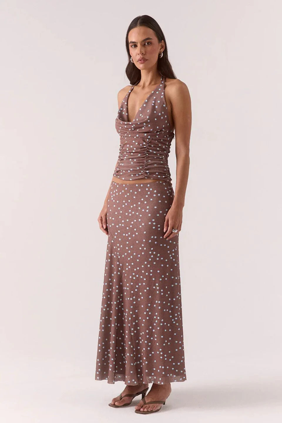 Sovere Delilah Top Mocha Polka Dot