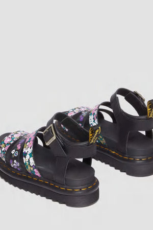 Dr Martens Blaire 3 Strap Sandal Vintage Floral Print Hydro & Black Hydro