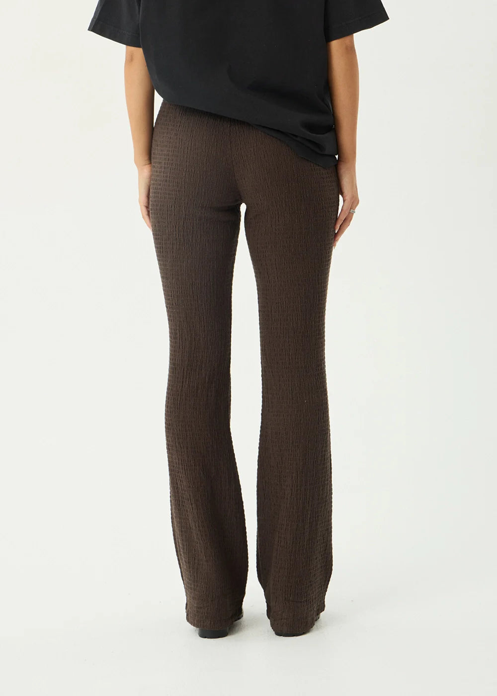Afends Focus Seersucker Flare Pant - Coffee