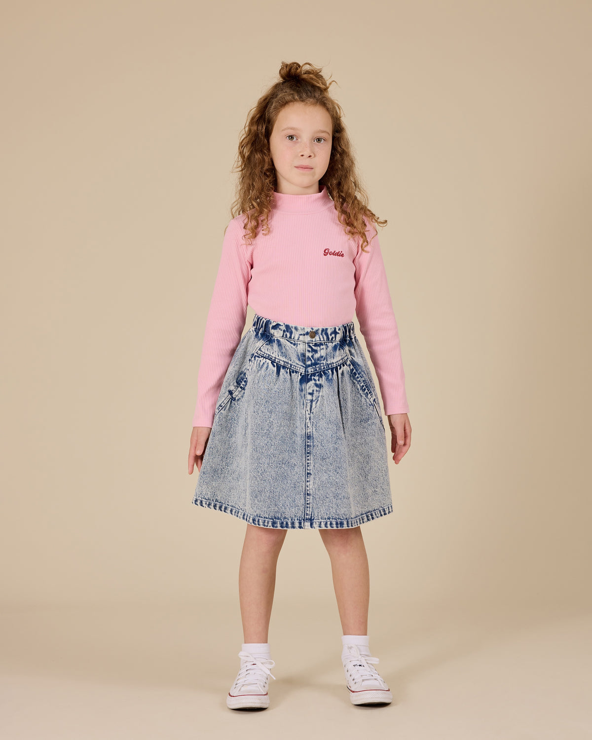 Goldie + Ace Embroidered Rib Skivvy Sweet Pea