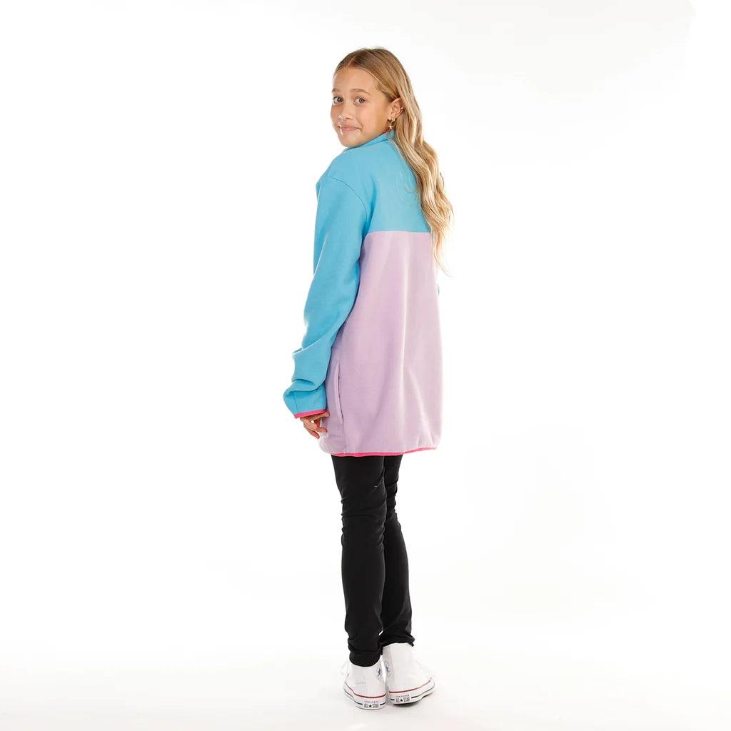 Hello Stranger Girls Adventure Fleece Purple Turquoise