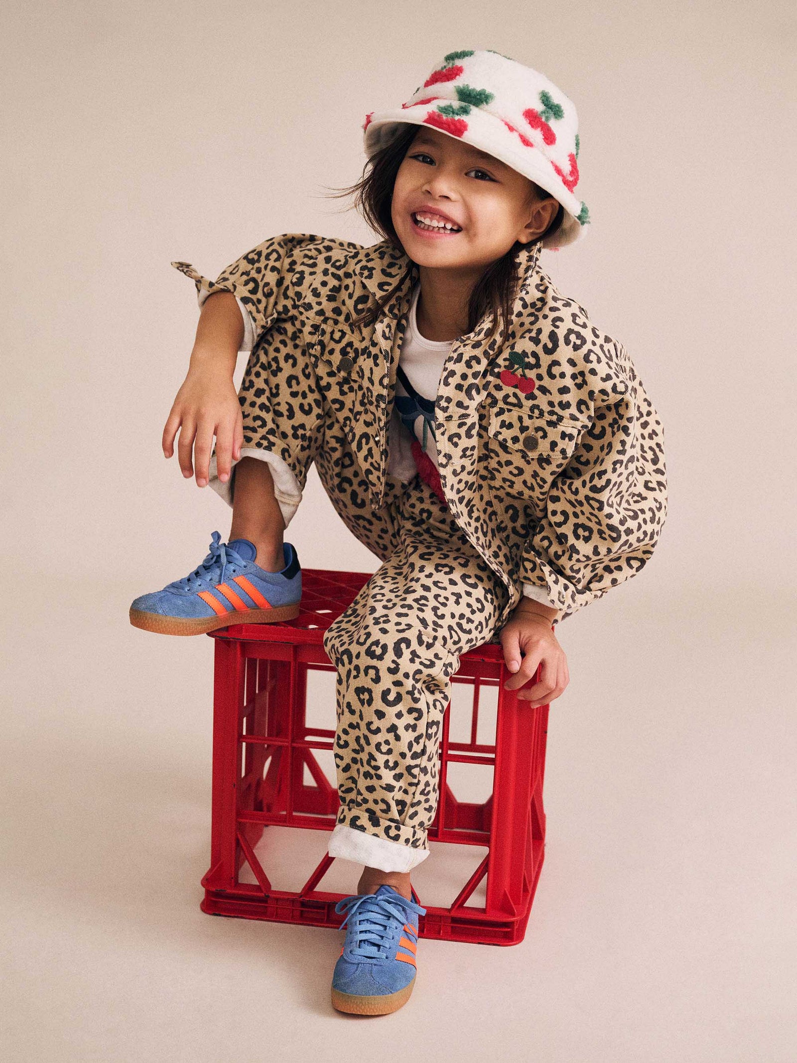 Huxbaby Very Cherry Leopard Print Denim Jacket