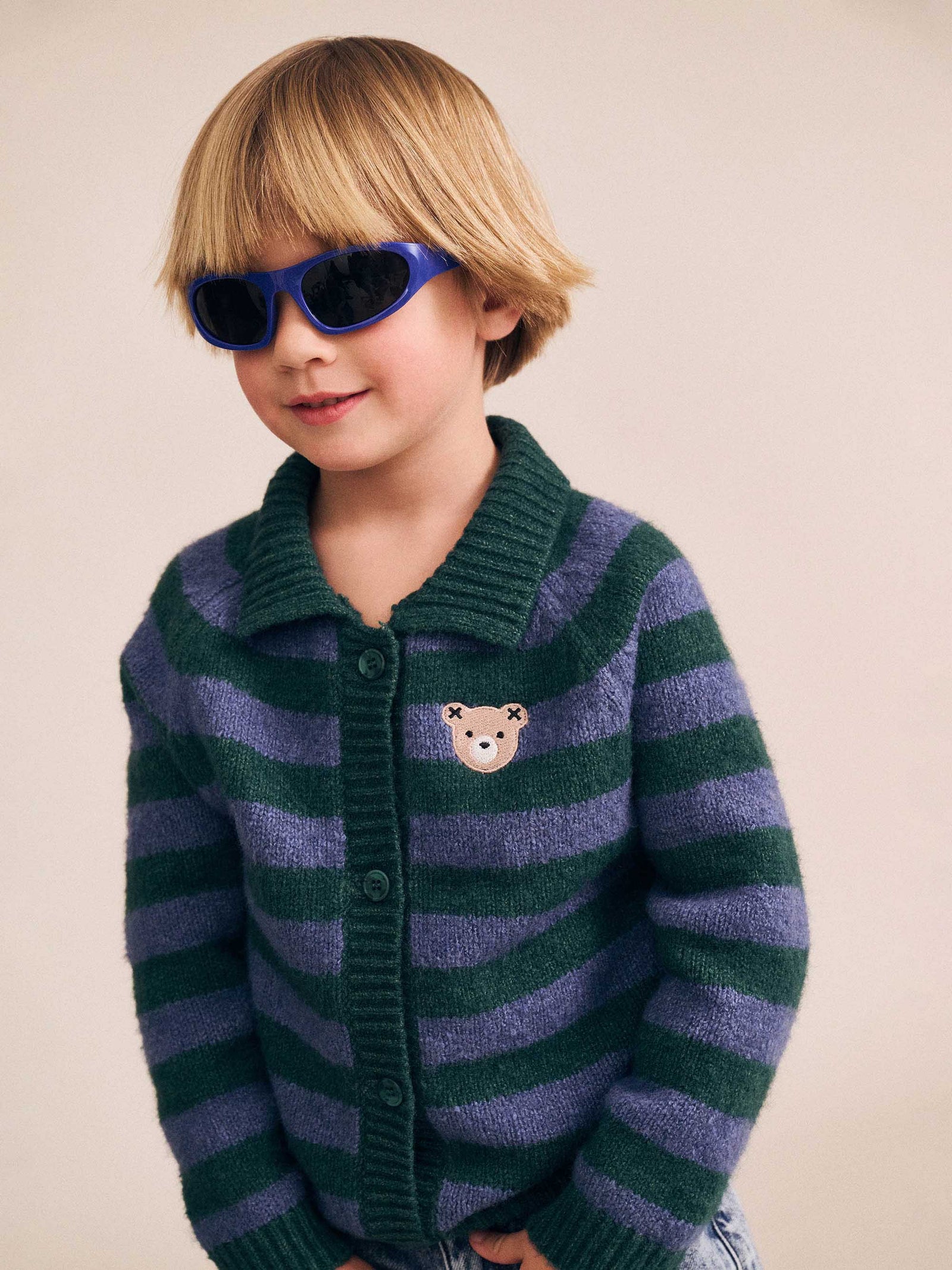 Huxbaby Classic Stripe Collar Knit Cardigan