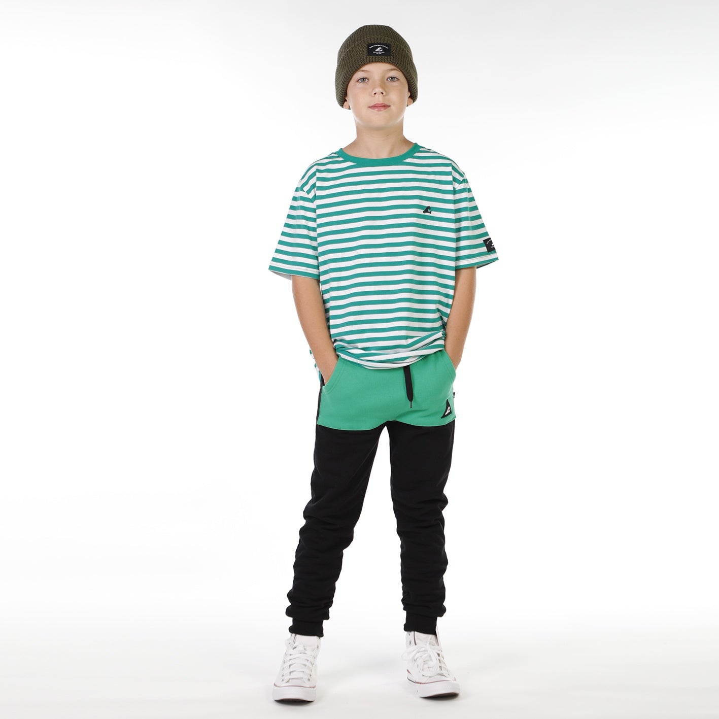 Hello Stranger Boys Pocket Track Pant Black Green