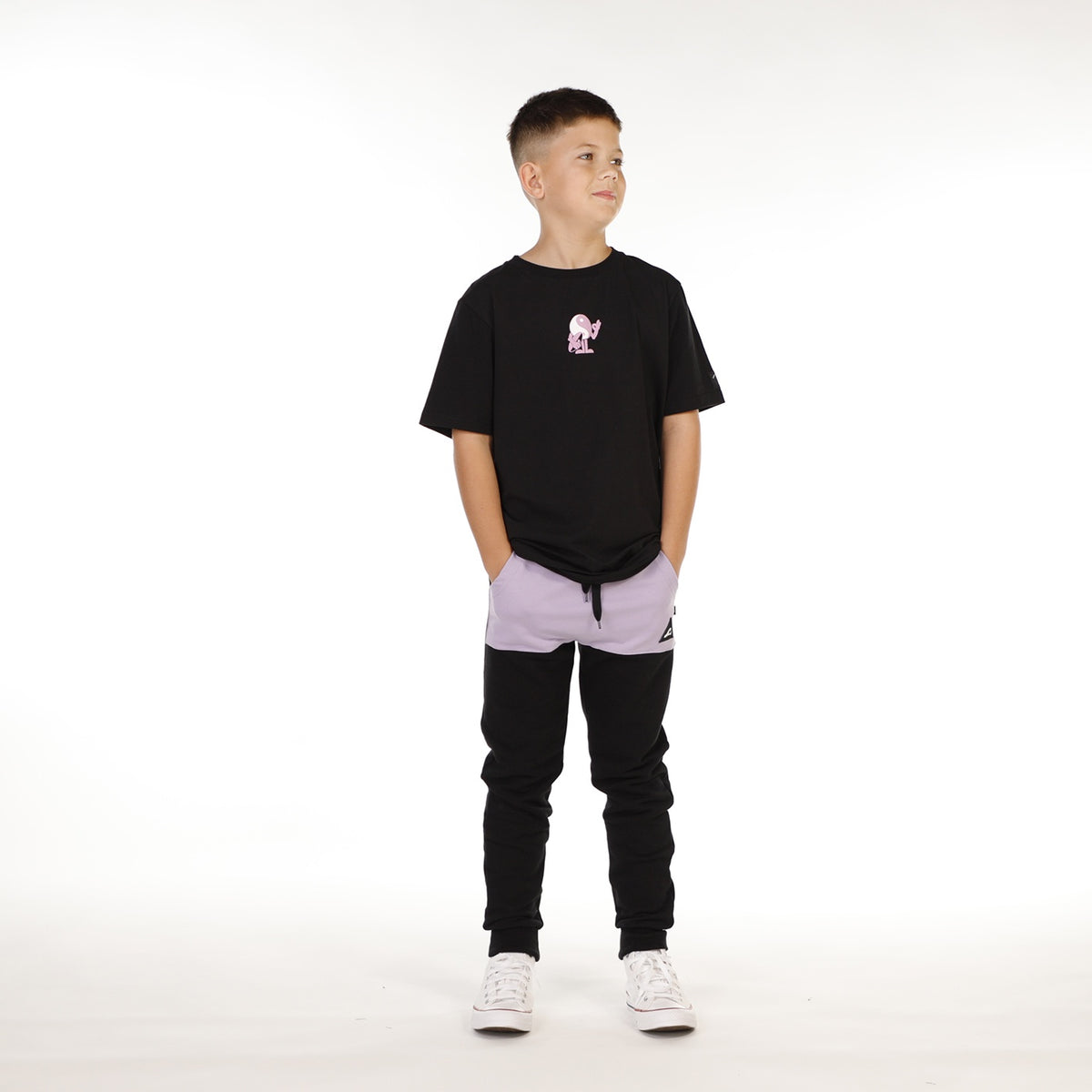 Hello Stranger Boys Pocket Track Pant Black Lavender