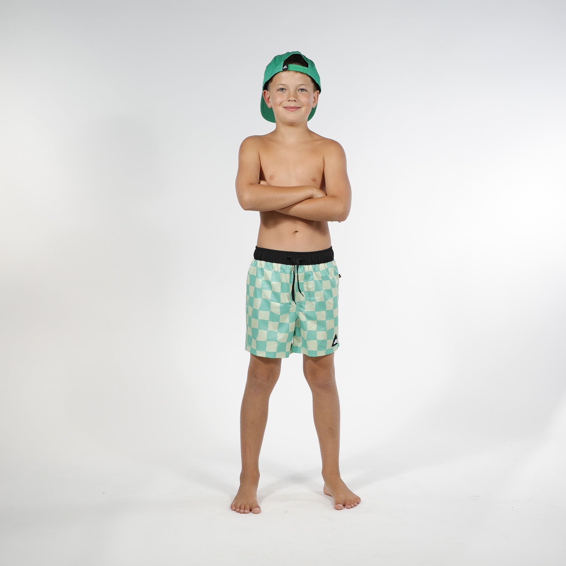 Hello Stranger Kermit Long Board Short – Green Check