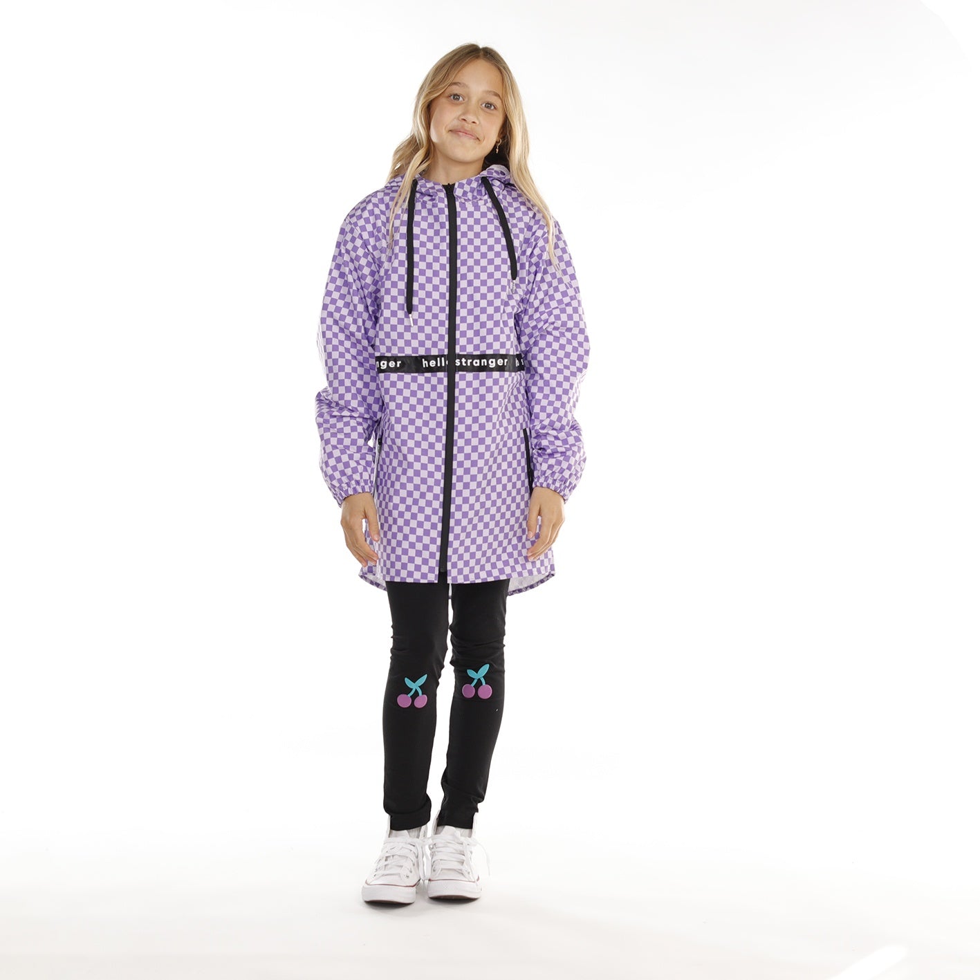 Hello Stranger Girls Rainy Days Jacket Purple Check