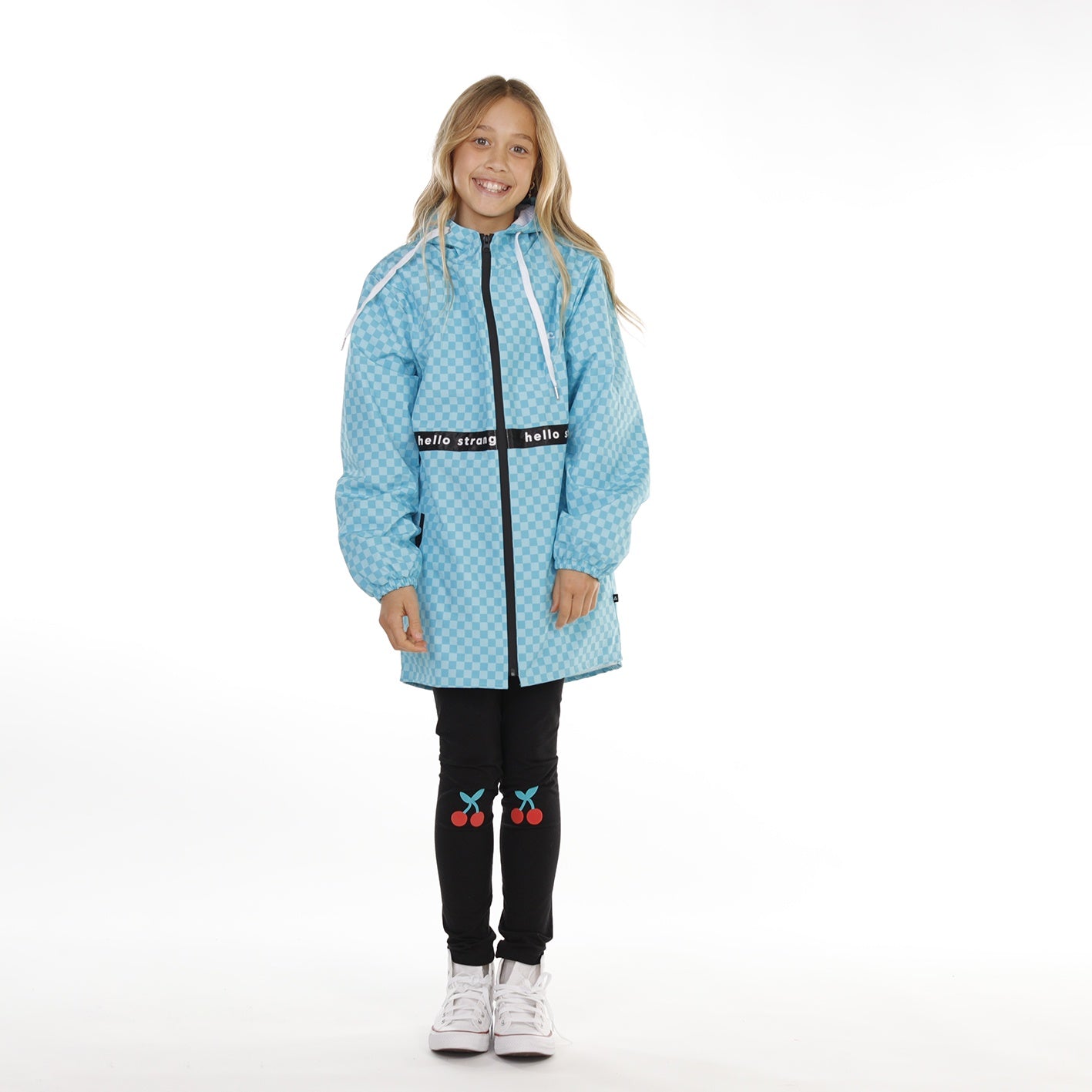 Hello Stranger Girls Rainy Days Jacket Turquoise Check
