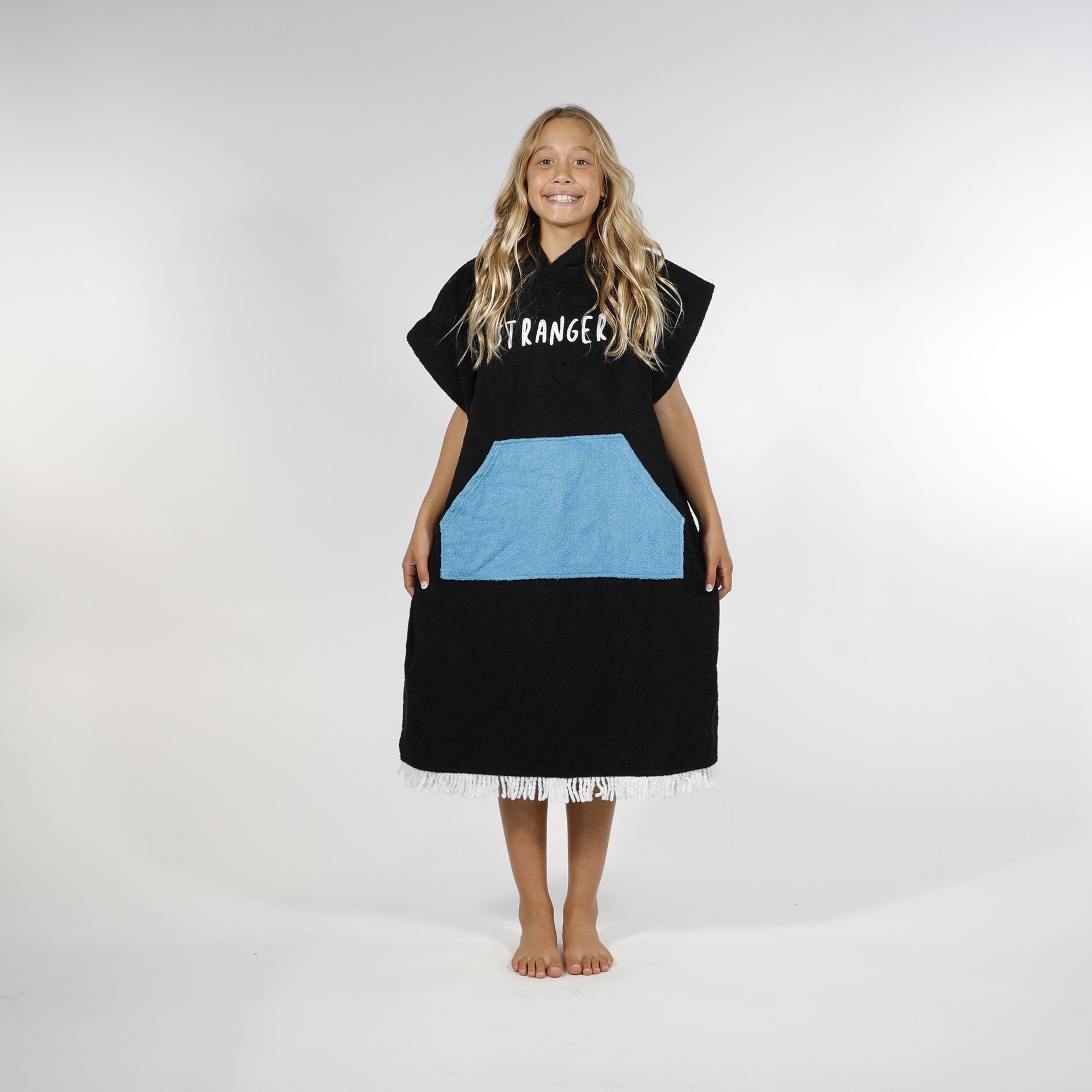 Hello Stranger Stranger Poncho Towel – Blue/Black