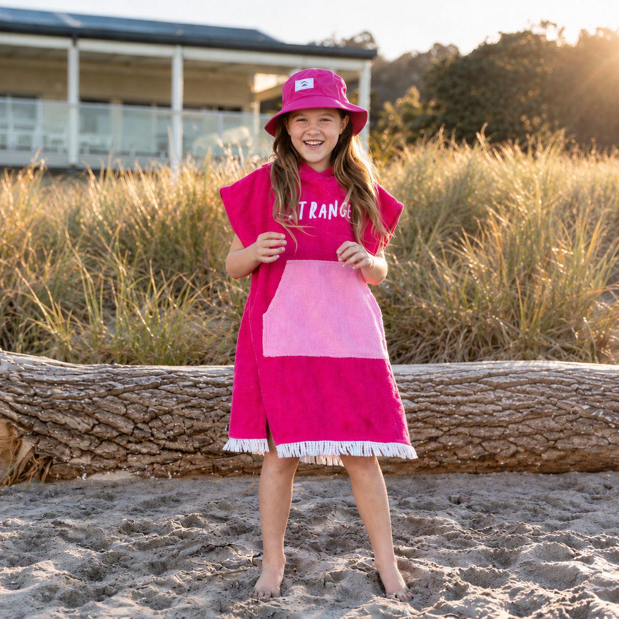 Hello Stranger Poncho Towel Fuchsia/Pink