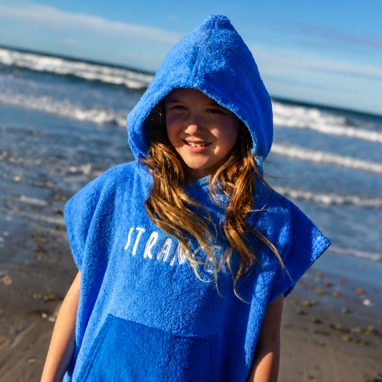 Hello Stranger Poncho Towel Blue/Light Blue
