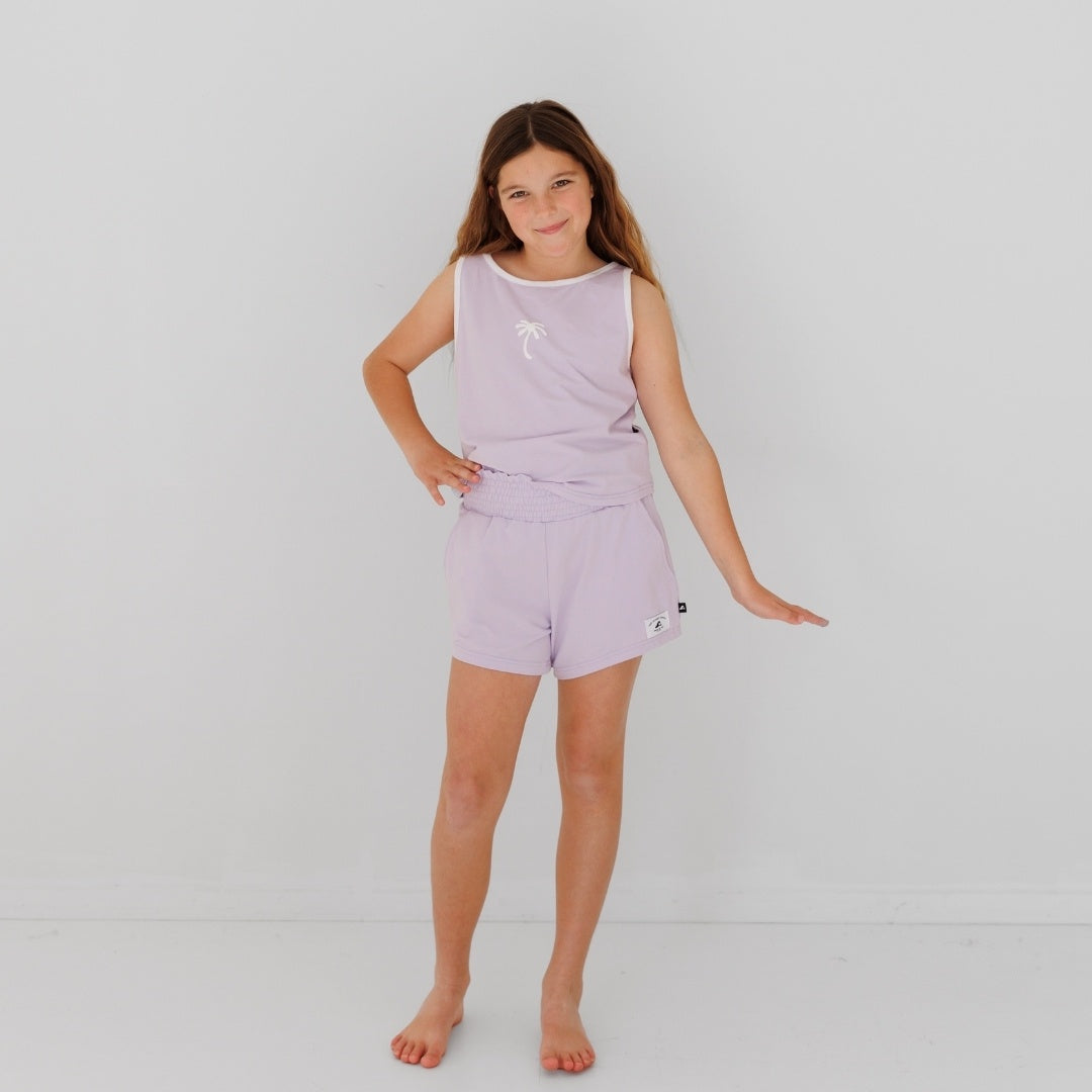 Hello Stranger Palm Days Singlet Lilac