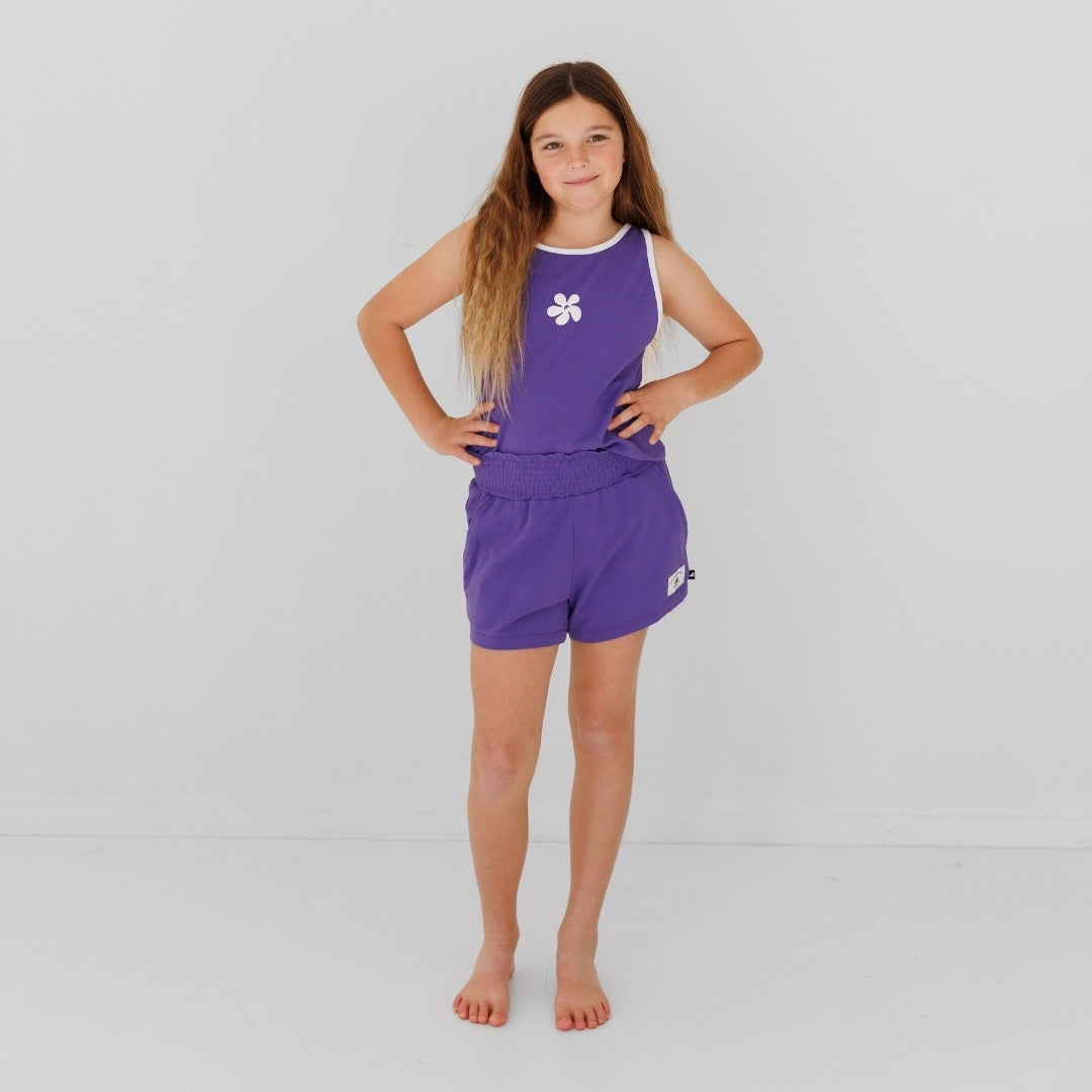 Hello Stranger Palm Days Singlet Purple