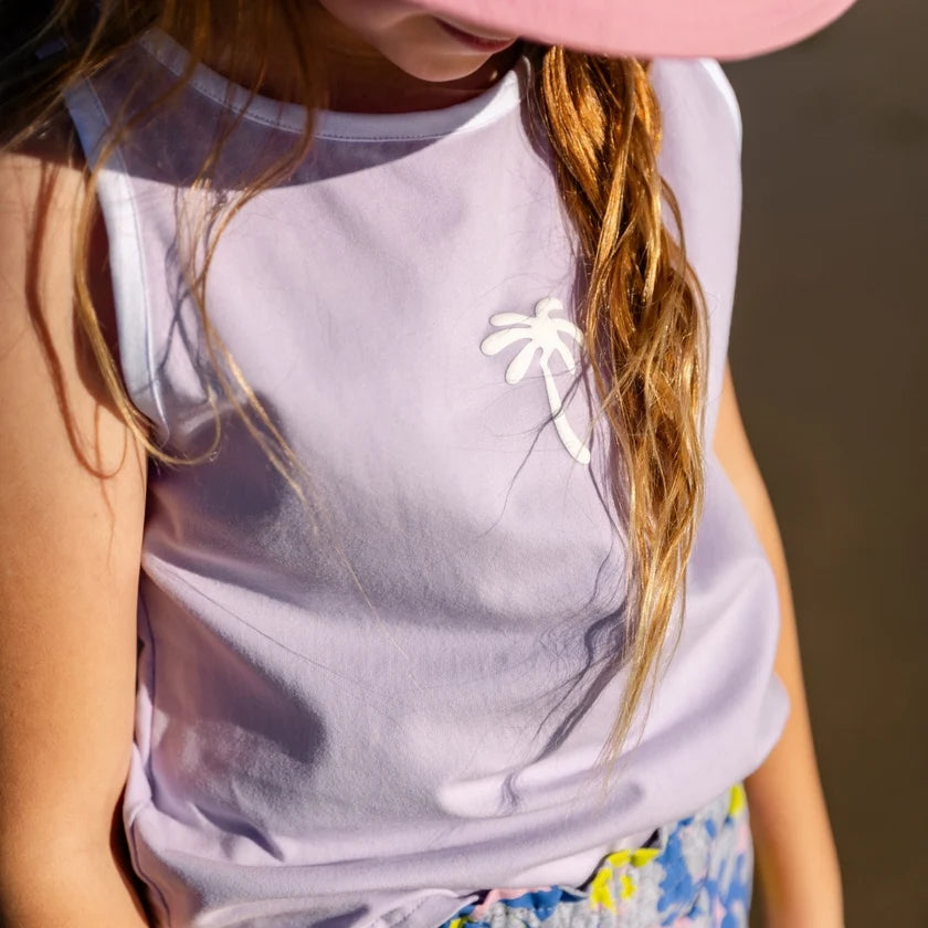Hello Stranger Palm Days Singlet Lilac