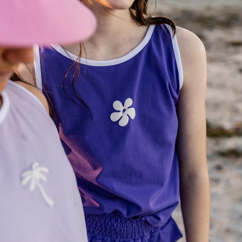 Hello Stranger Palm Days Singlet Purple