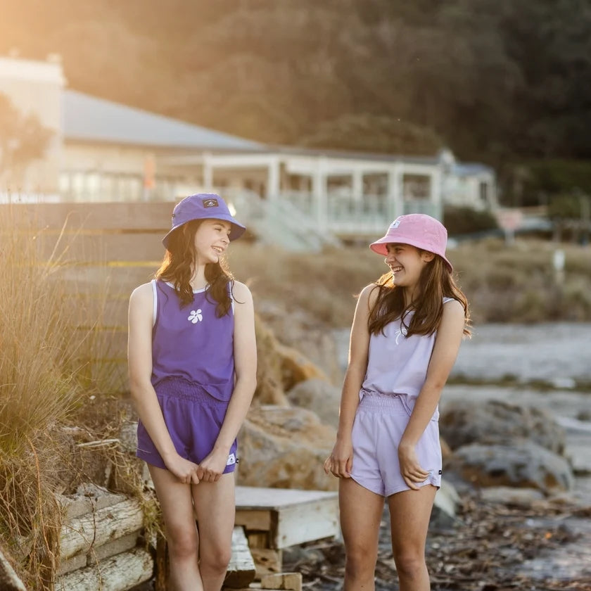 Hello Stranger Palm Days Singlet Purple