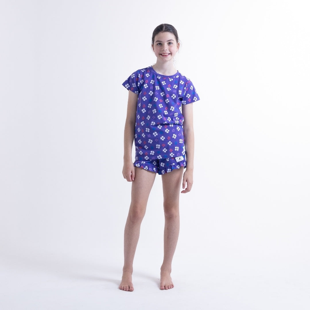 Hello Stranger Girls Summer PJs Purple Floral