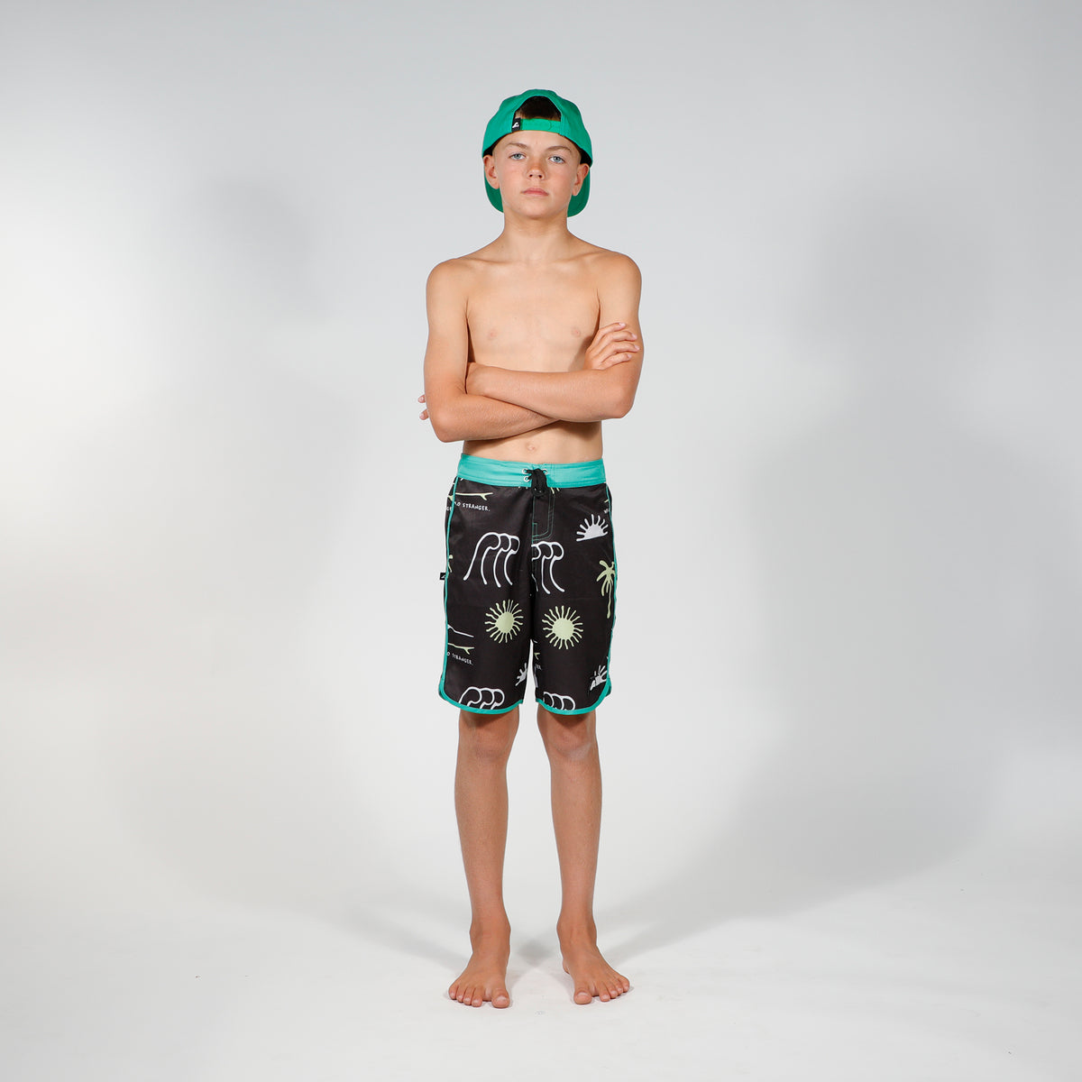 Hello Stranger Ocean Long Board Short – Black Green
