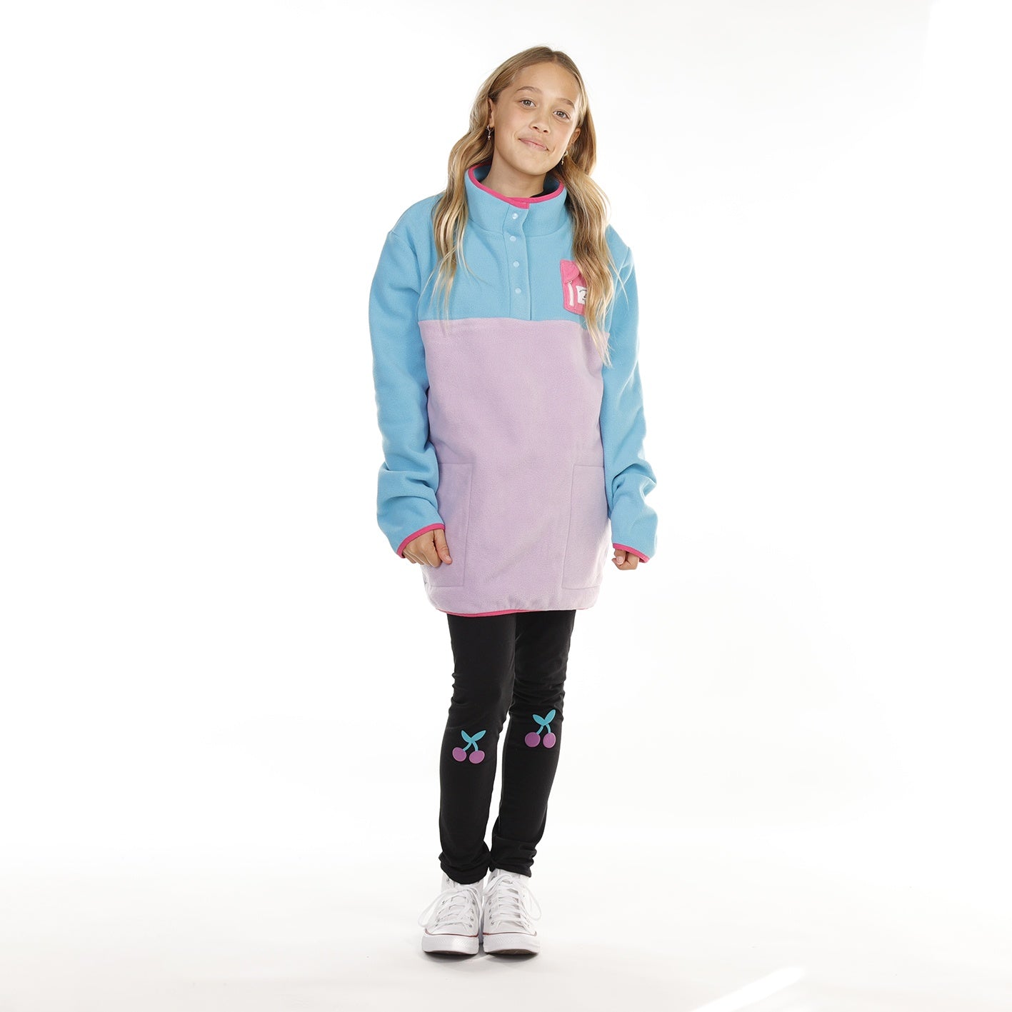 Hello Stranger Girls Adventure Fleece Purple Turquoise