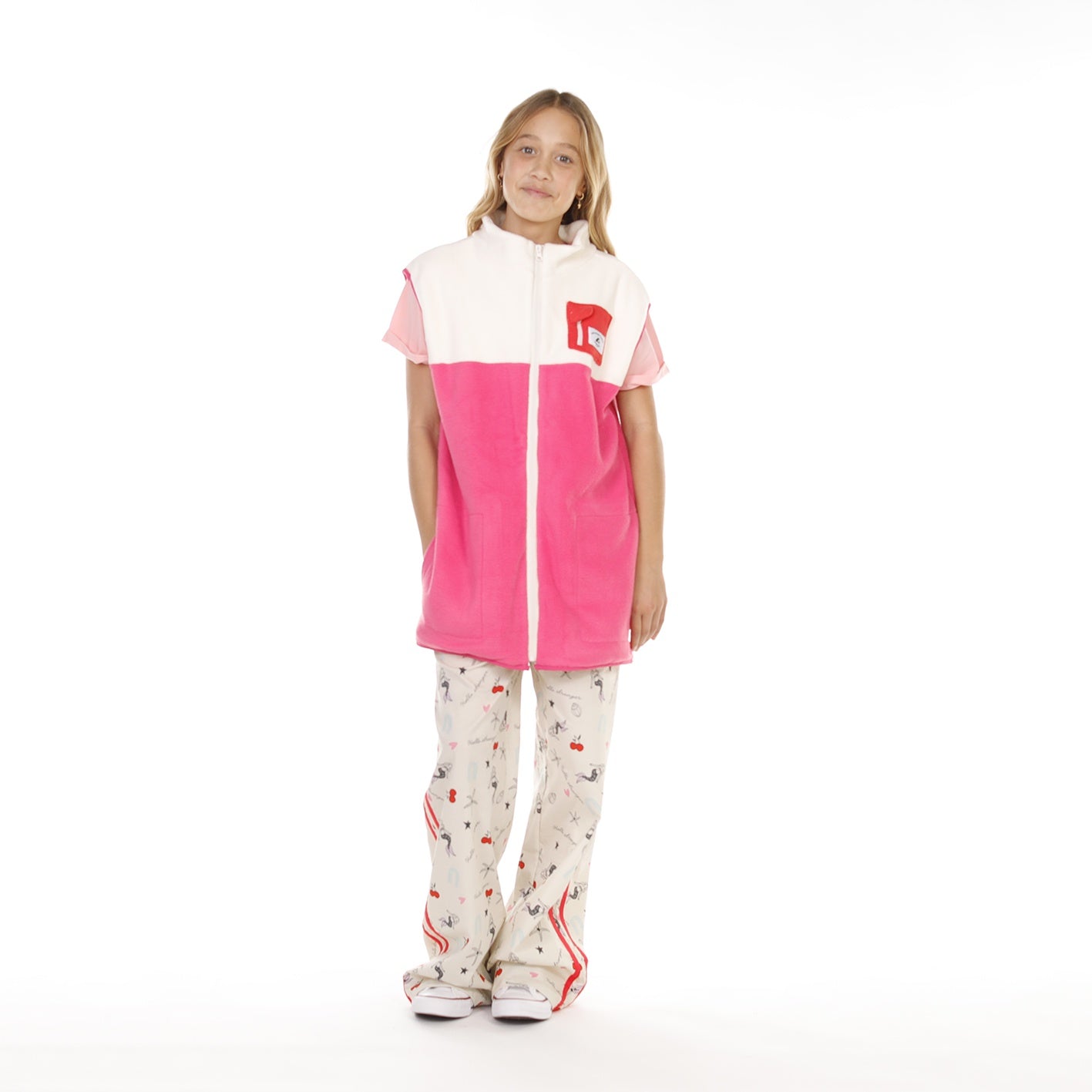 Hello Stranger Girls Everything Vest Cream Pink