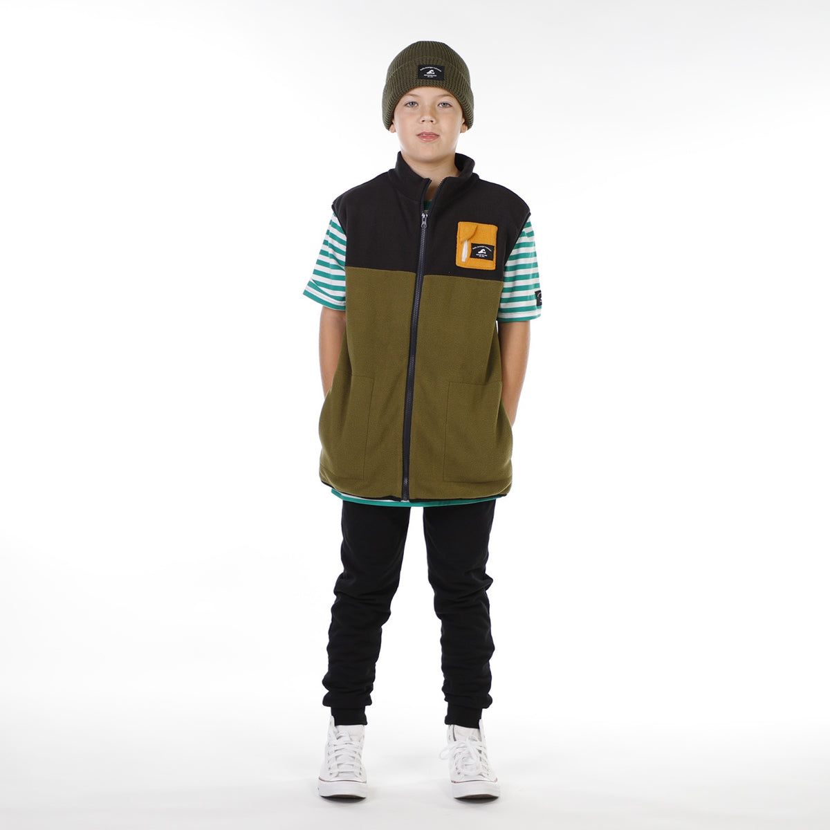 Hello Stranger Boys Everything Vest Black Khaki