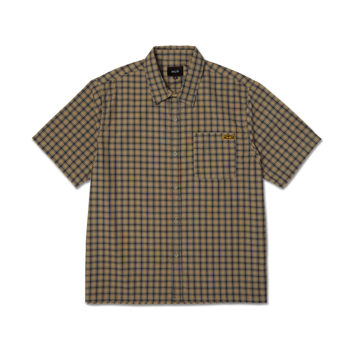 HUF Stretch Micro Plaid SS Shirt Clay