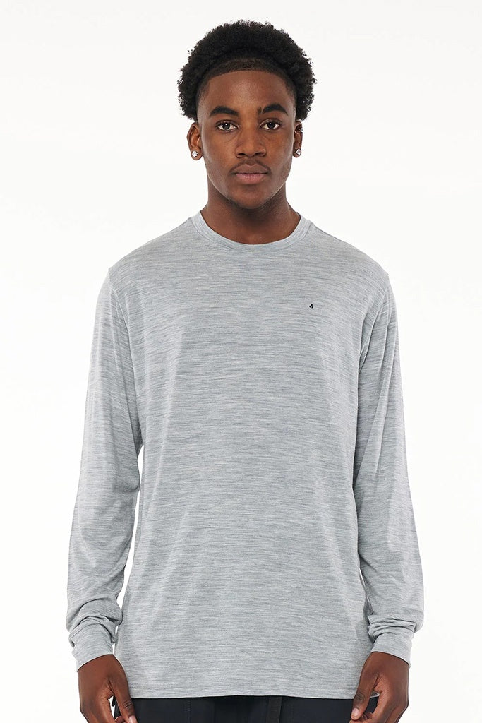 Huffer Merino LS Sup Tee Grey Marle
