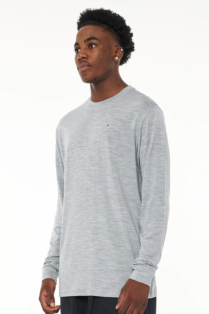 Huffer Merino LS Sup Tee Grey Marle