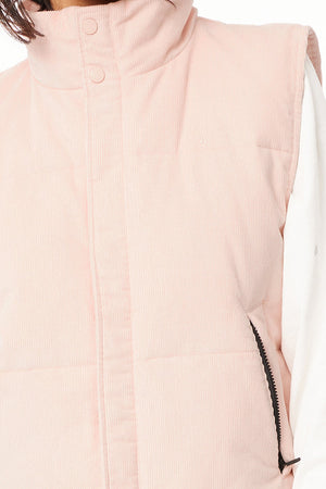 Huffer Taylor Cord Puffer Vest Blush Pink