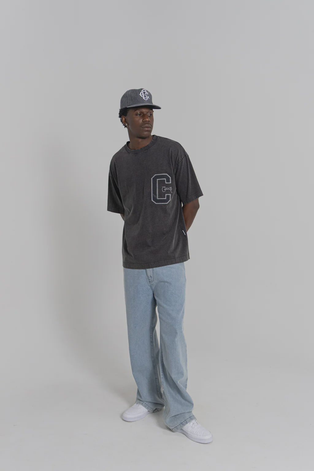 Crate College C Varsity Box Fit Tee Acid Black