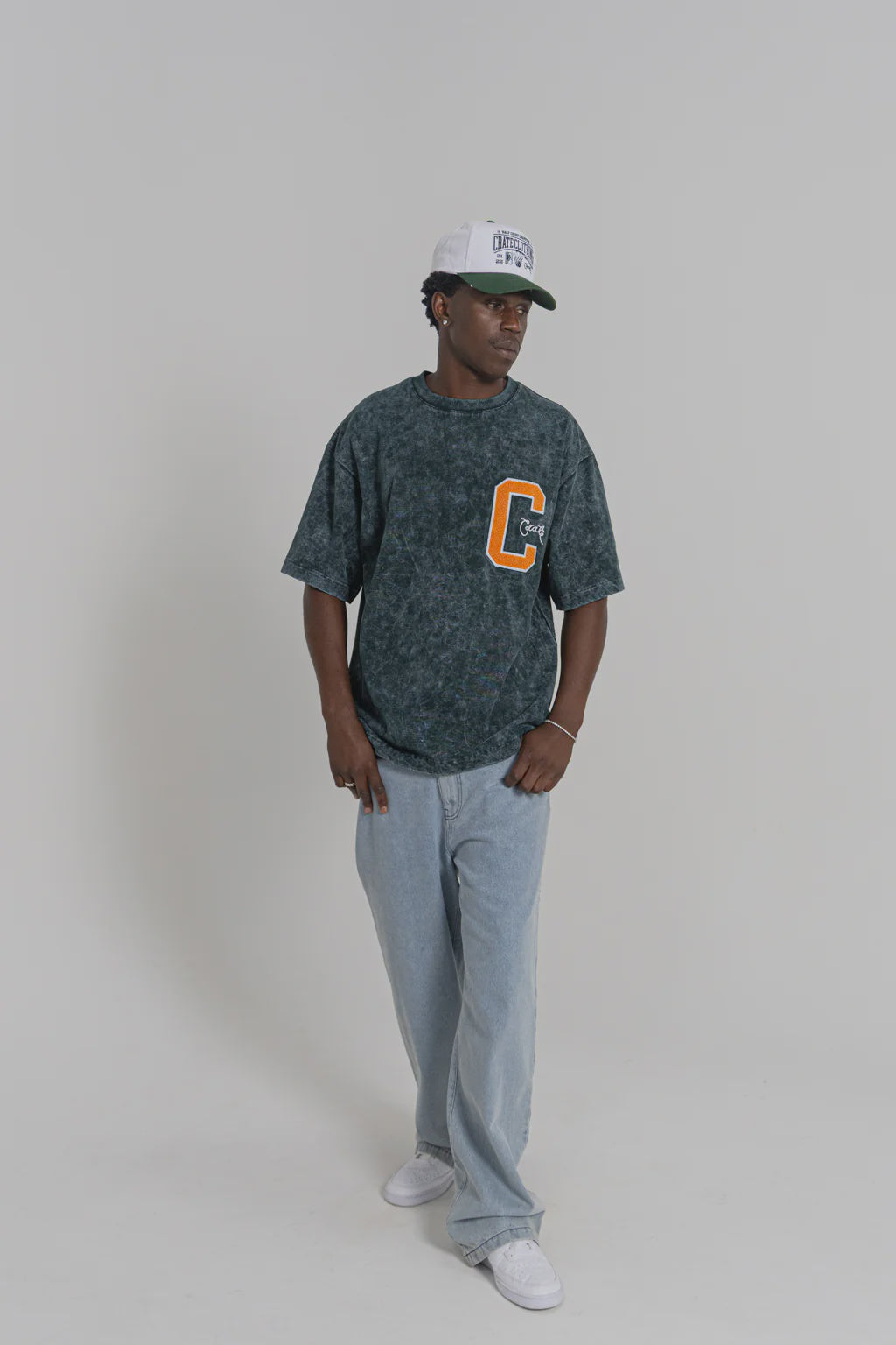 Crate College C Varsity Box Fit Tee Acid Pine