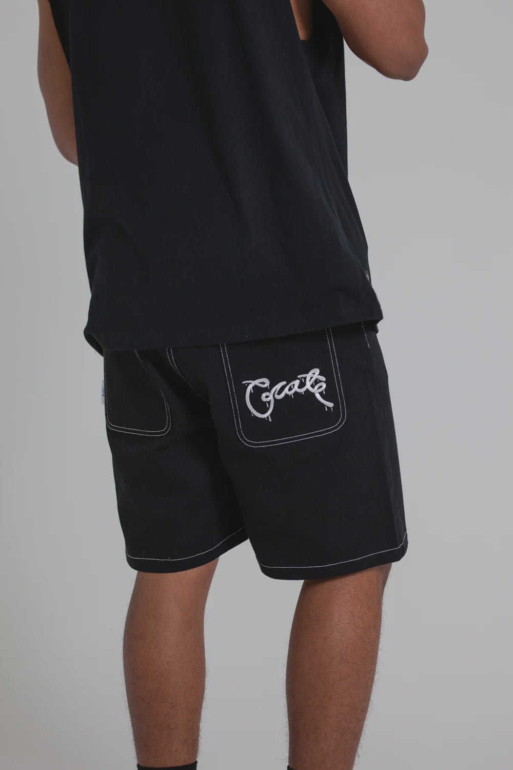 Crate Drip Denim Jorts Black