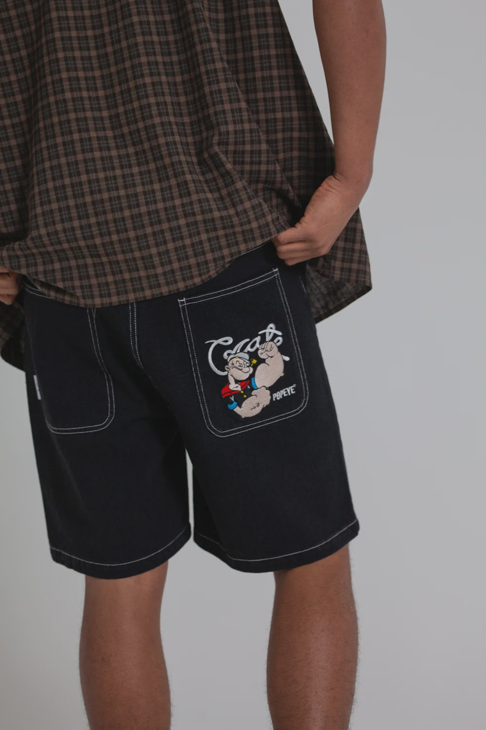 Crate X Popeye Denim Shorts Black