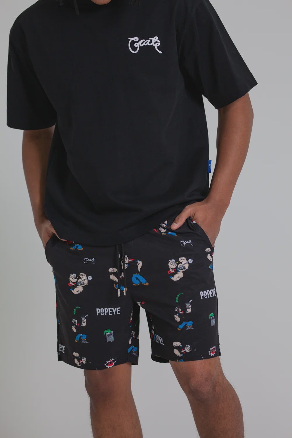 Crate X Popeye All Over Print Swim Shorts Black
