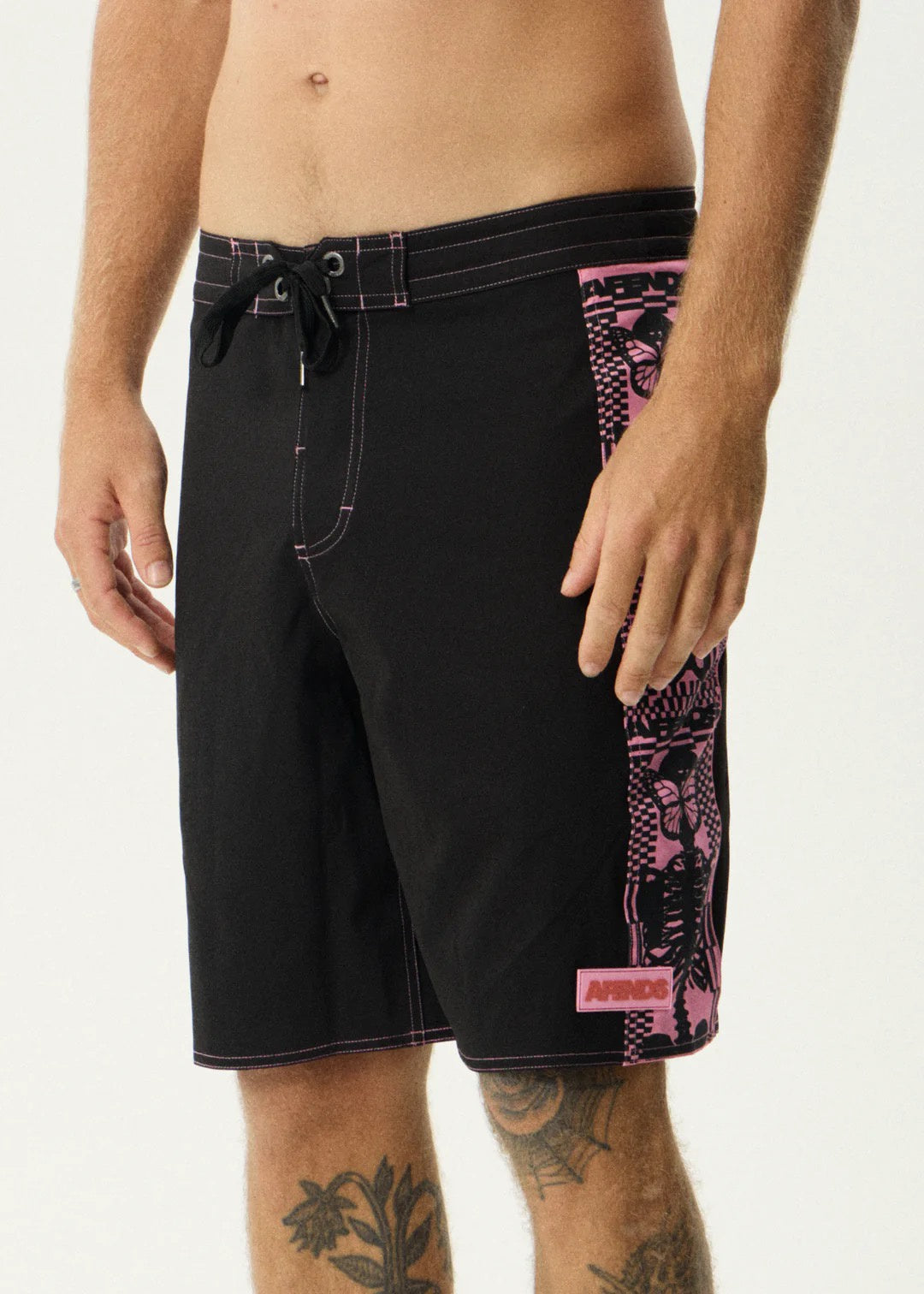 Afends Mens Boned Surf Related V2 Boardshorts 20&quot; - Black