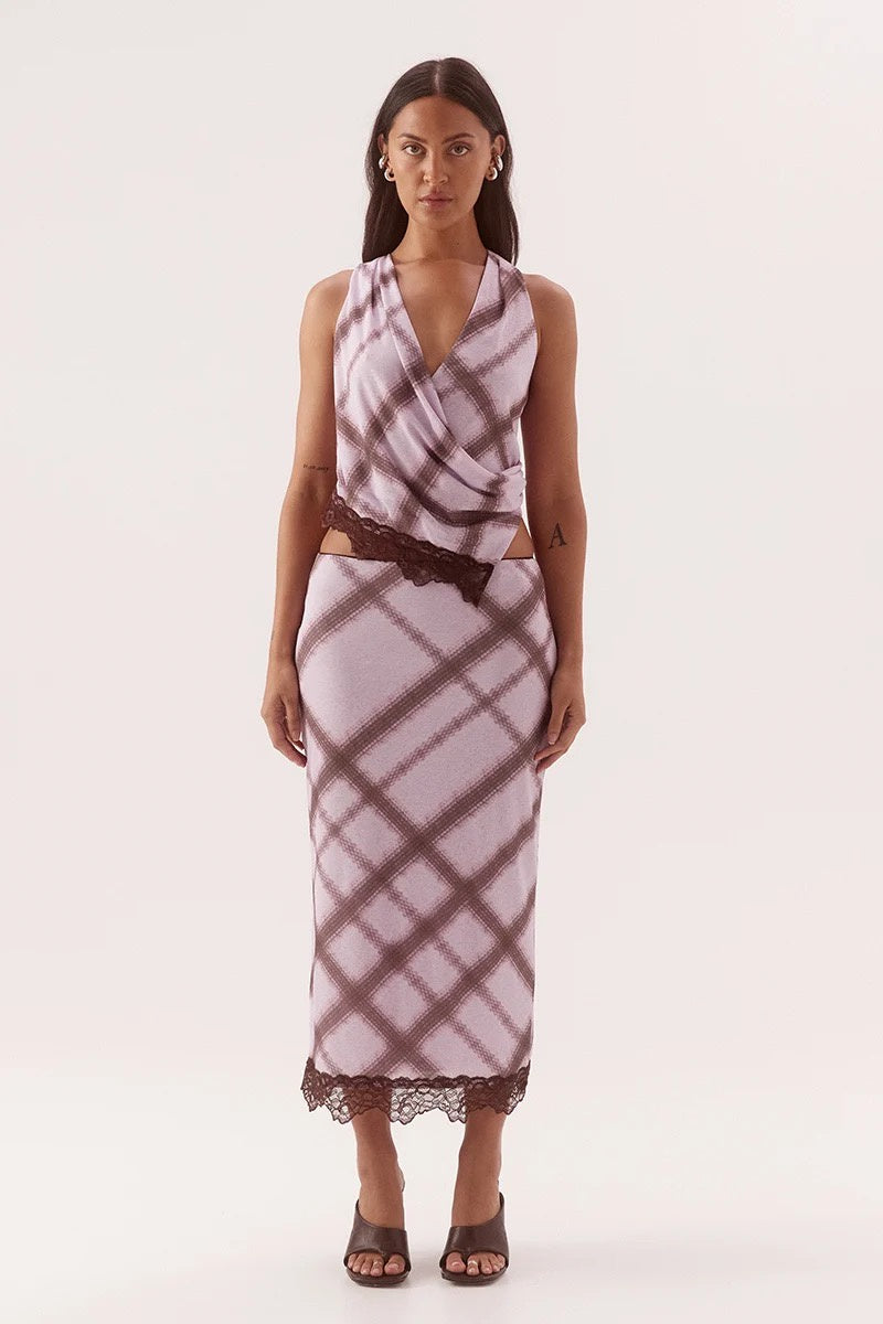 Sovere Ashti Slip Skirt Plaid