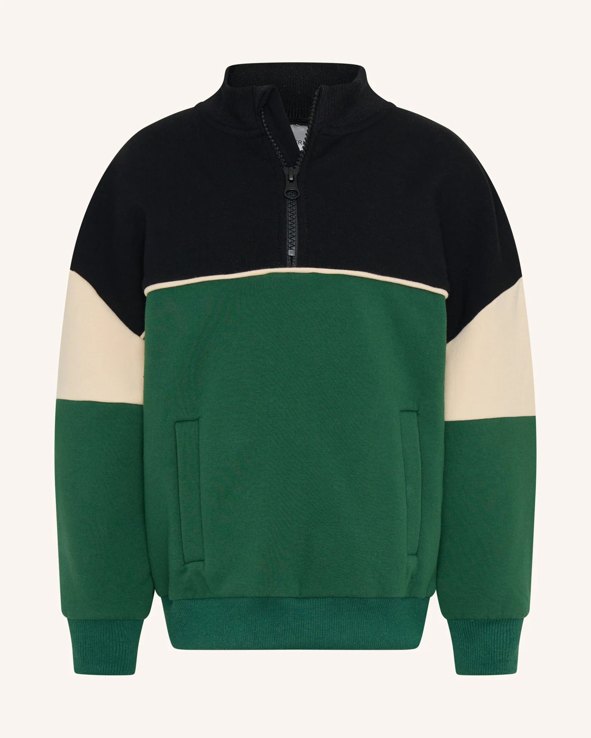Tiny Tribe High Neck Zip Segment Sweat Top Green